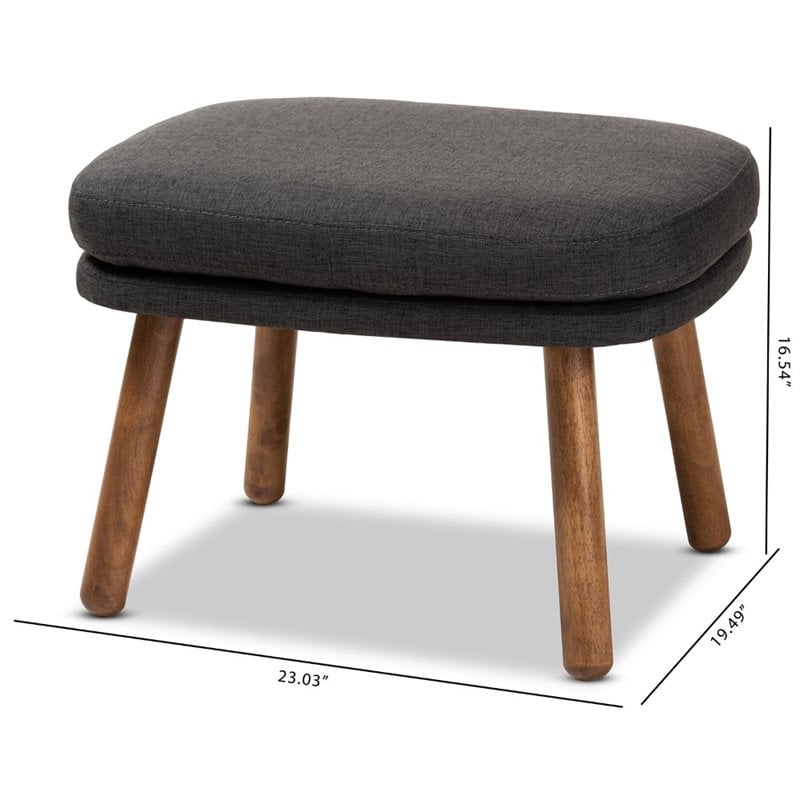 Baxton Studio Lovise Ottoman in Dark Grey and Walnut Brown