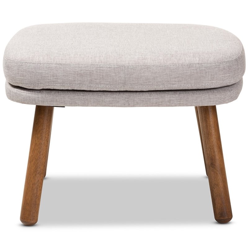 Baxton Studio Lovise Ottoman in Greyish Beige and Walnut Brown