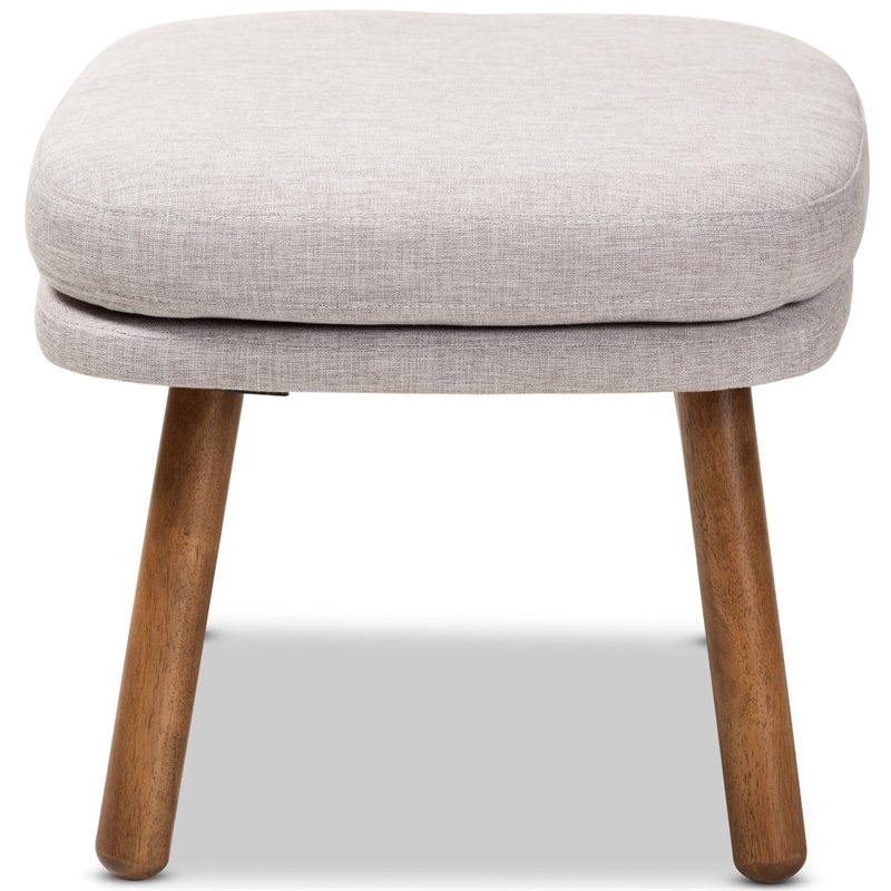 Baxton Studio Lovise Ottoman in Greyish Beige and Walnut Brown