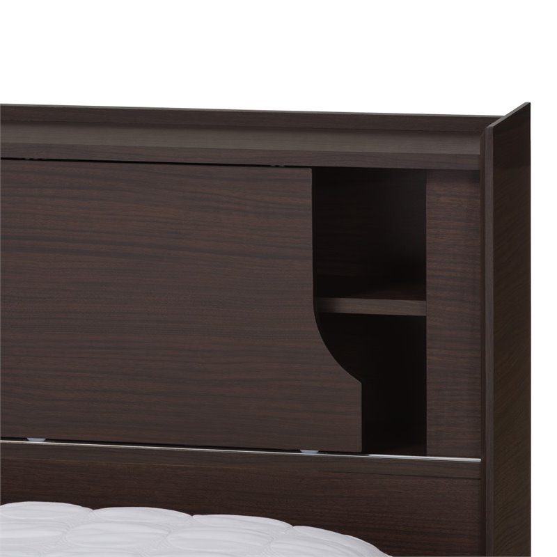 Baxton Studio Larsine Queen Bookcase Platform Bed in Brown