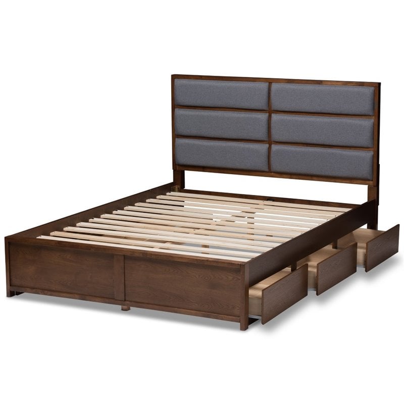 Baxton Studio Macey Queen Storage Platform Bed in Grey and Walnut ...