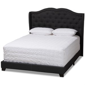 baxton studio aden fabric tufted full bed in charcoal grey