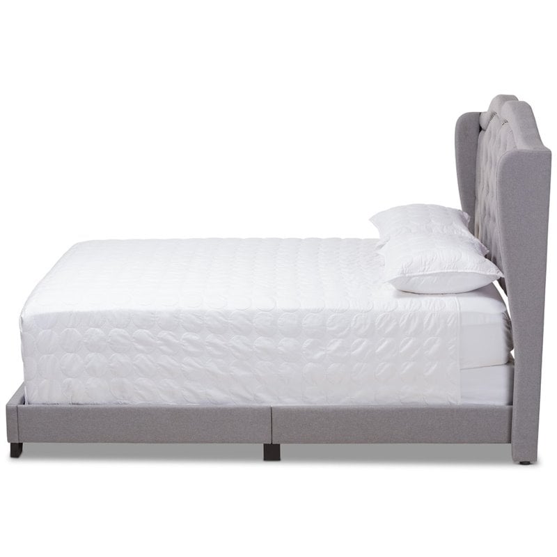 Baxton Studio Aden Fabric Tufted Queen Bed in Grey