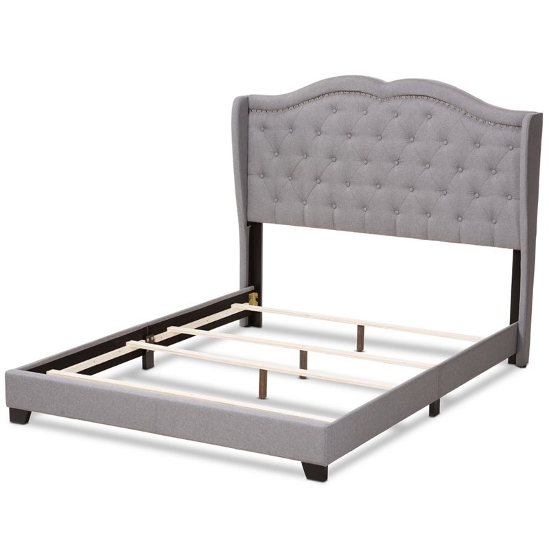 Baxton Studio Aden Fabric Tufted Queen Bed in Grey