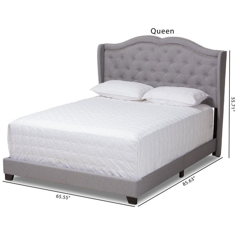 Baxton Studio Aden Fabric Tufted Queen Bed in Grey