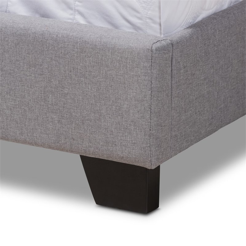 Baxton Studio Aden Fabric Tufted King Size Bed in Grey