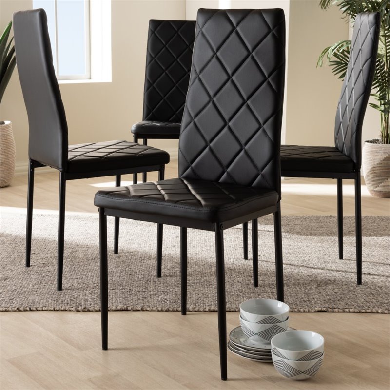 Baxton Studio Blaise Black Faux Leather Dining Chair (Set of 4)