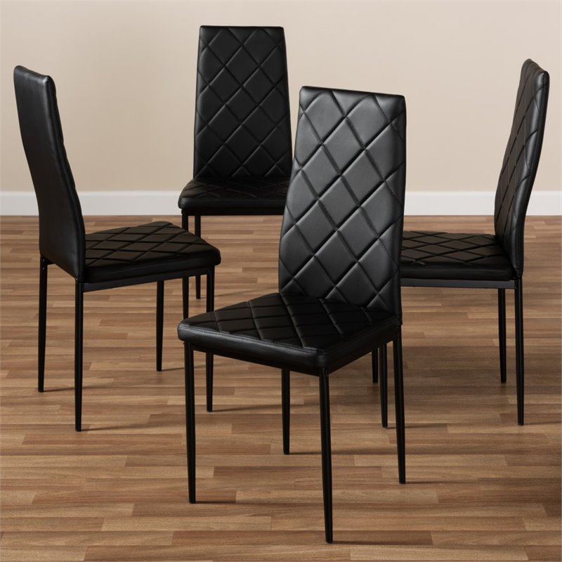 Baxton Studio Blaise Black Faux Leather Dining Chair (Set of 4)
