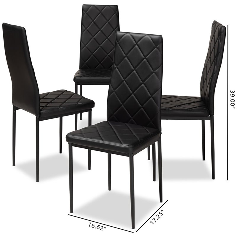 Baxton Studio Blaise Black Faux Leather Dining Chair (Set of 4)