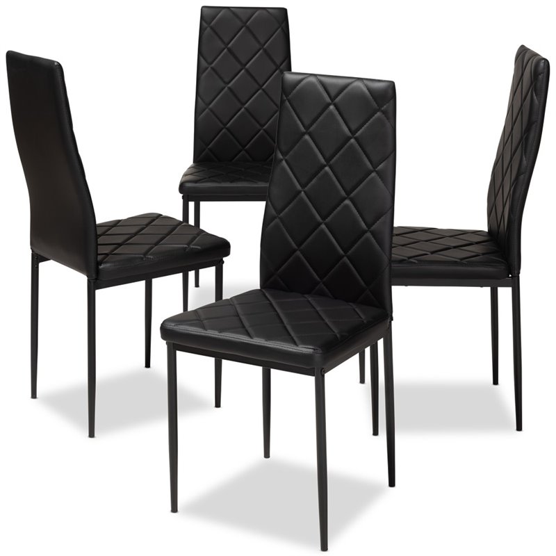 Baxton Studio Blaise Black Faux Leather Dining Chair (Set of 4)