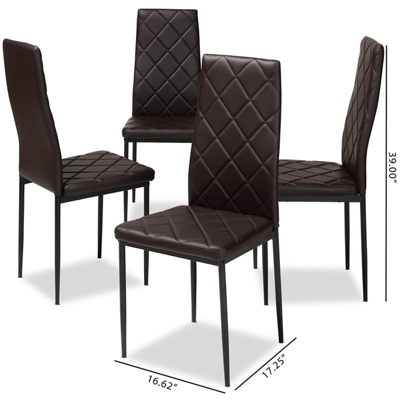 Baxton Studio Blaise Brown Faux Leather Dining Chair (Set of 4)