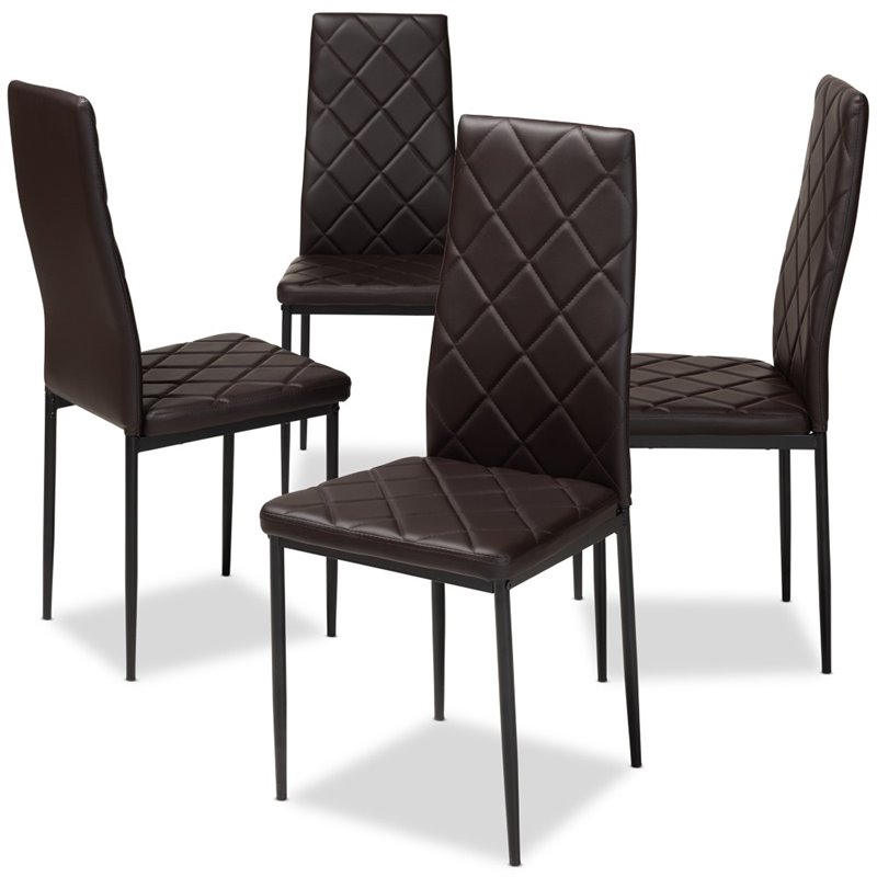 Baxton Studio Blaise Brown Faux Leather Dining Chair (Set of 4)