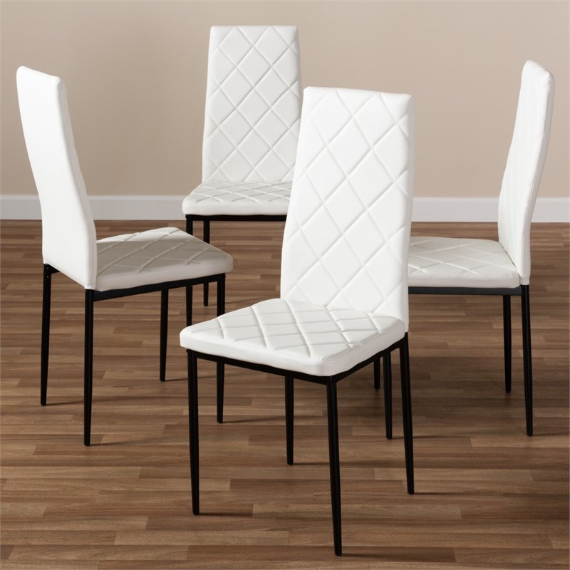 Baxton Studio Blaise White Faux Leather Dining Chair (Set of 4)
