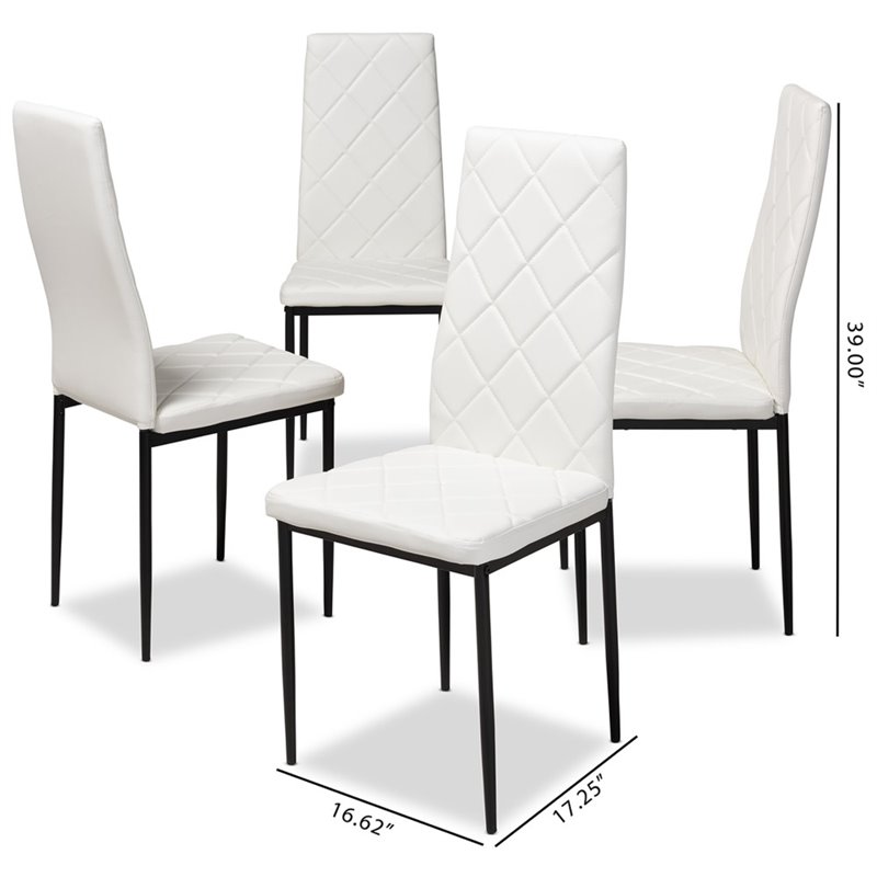 Baxton Studio Blaise White Faux Leather Dining Chair (Set of 4)