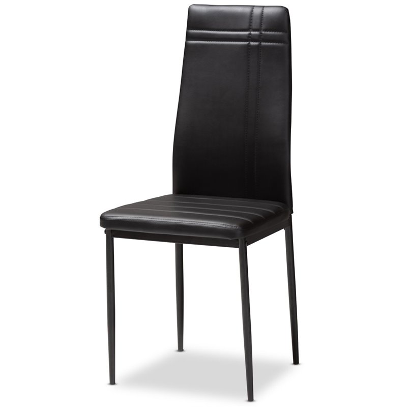 Baxton Studio Matiese Faux Leather Dining Chair in Black (Set of 4)