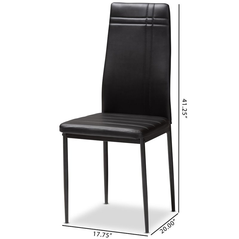 Baxton Studio Matiese Faux Leather Dining Chair in Black (Set of 4)