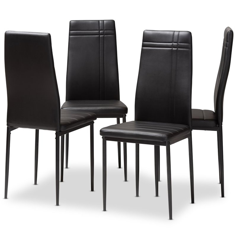 Baxton Studio Matiese Faux Leather Dining Chair in Black (Set of 4)