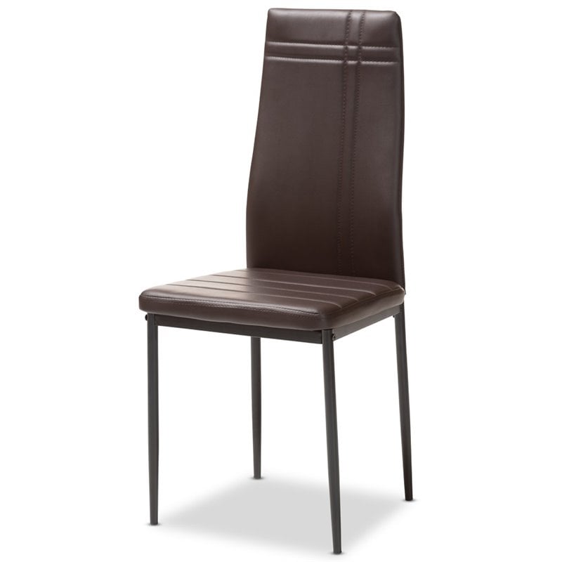 Baxton Studio Matiese Faux Leather Dining Chair in Brown (Set of 4)
