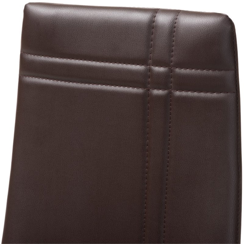 Baxton Studio Matiese Faux Leather Dining Chair in Brown (Set of 4)