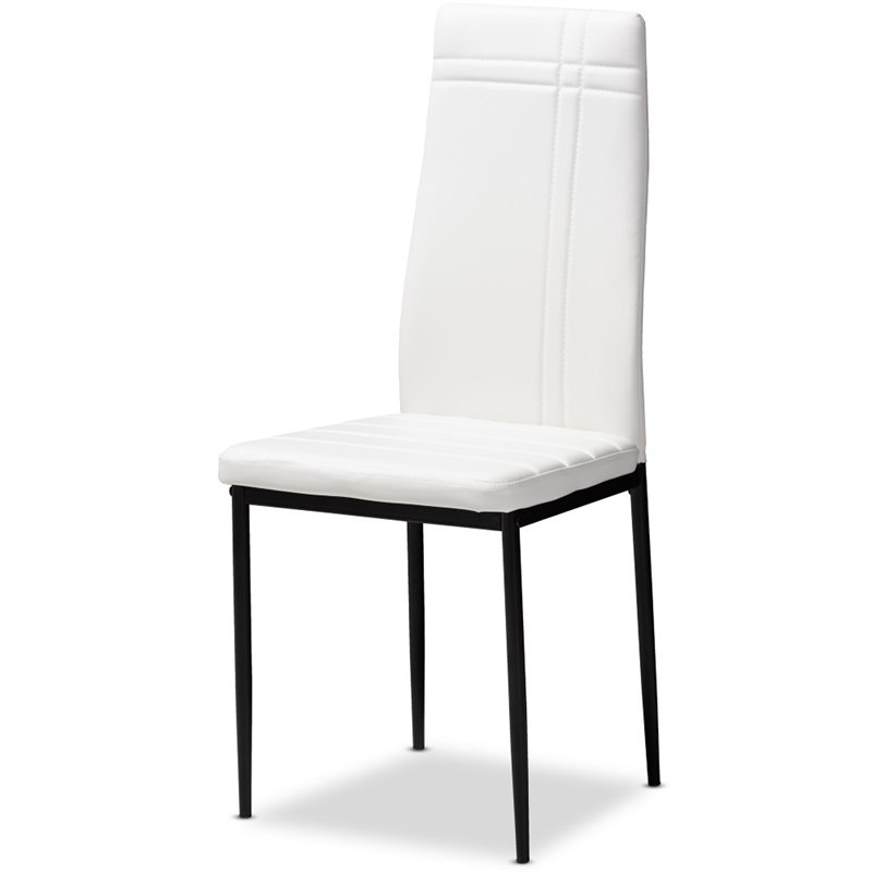 Baxton Studio Matiese Faux Leather Dining Chair in White (Set of 4)