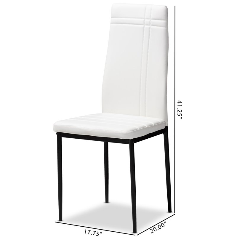 Baxton Studio Matiese Faux Leather Dining Chair in White (Set of 4)