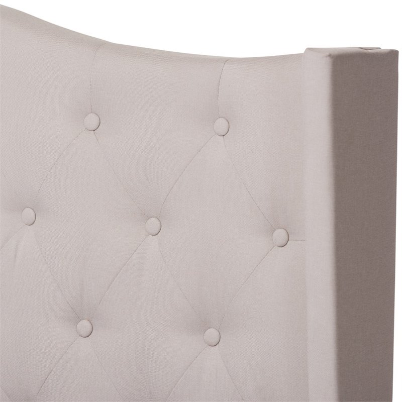 Baxton Studio Alesha Fabric Tufted King Size Bed in Beige