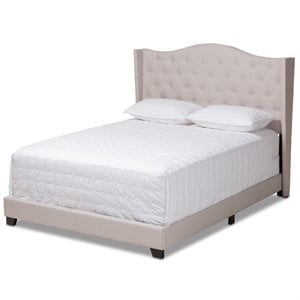 Baxton Studio Alesha Fabric Tufted King Size Bed in Beige