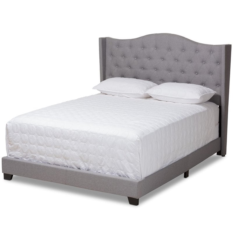 Baxton Studio Alesha Fabric Tufted Queen Bed in Grey