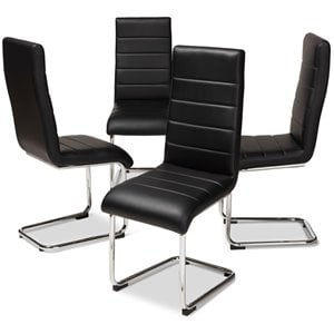 Baxton Studio Marlys Faux Leather Dining Chair in Black (Set of 4)