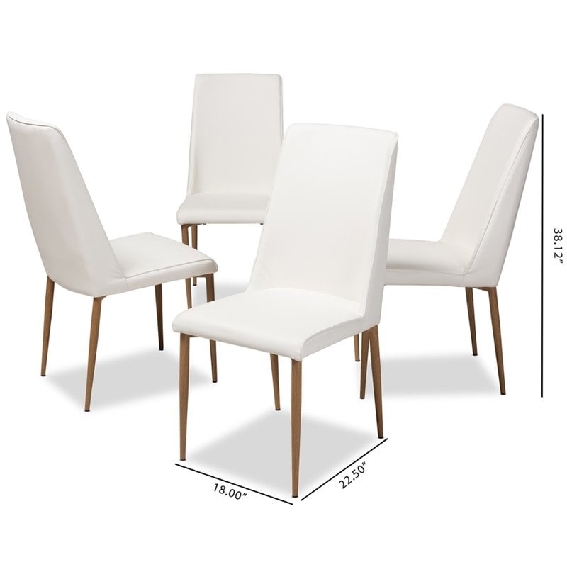 Baxton Studio Chandelle Faux Leather Dining Chair in White (Set of 4)