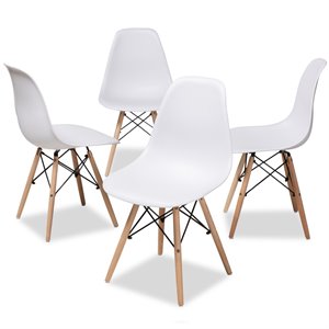 baxton studio sydnea acrylic dining side chair in white (set of 4)