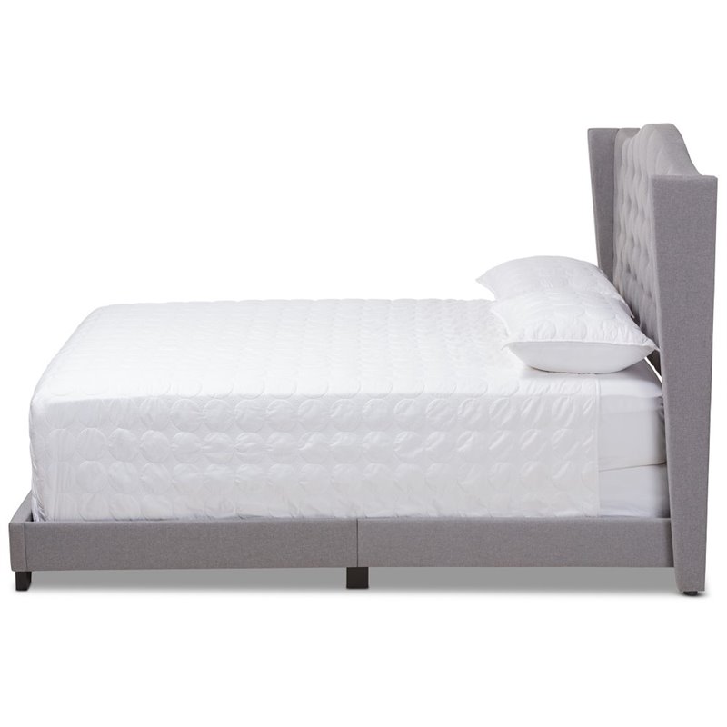 Baxton Studio Alesha Fabric Tufted King Size Bed in Grey