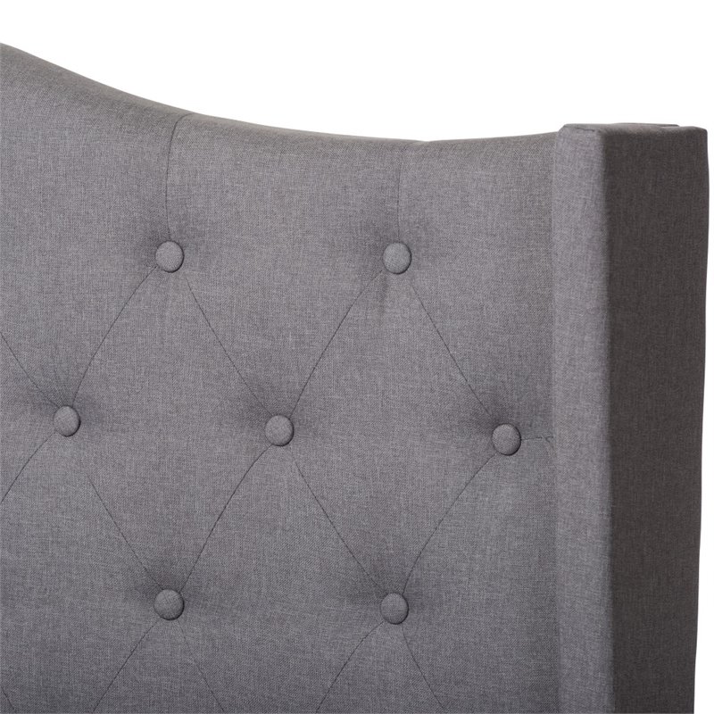 Baxton Studio Alesha Fabric Tufted King Size Bed in Grey