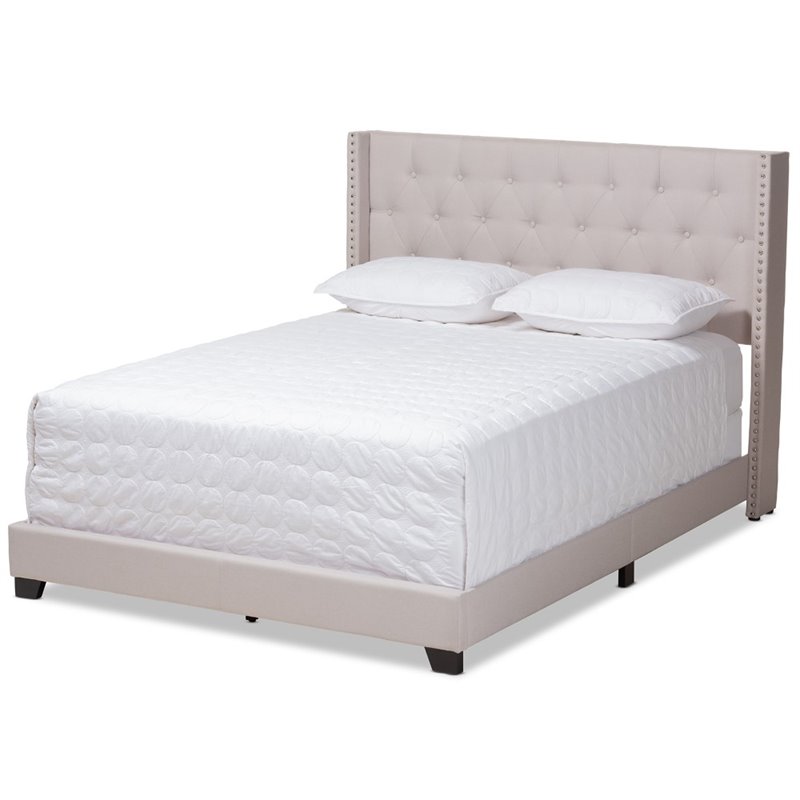 Baxton Studio Brady Fabric Tufted Queen Bed In Beige
