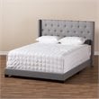 Baxton Studio Brady Fabric Tufted Queen Bed in Light Grey