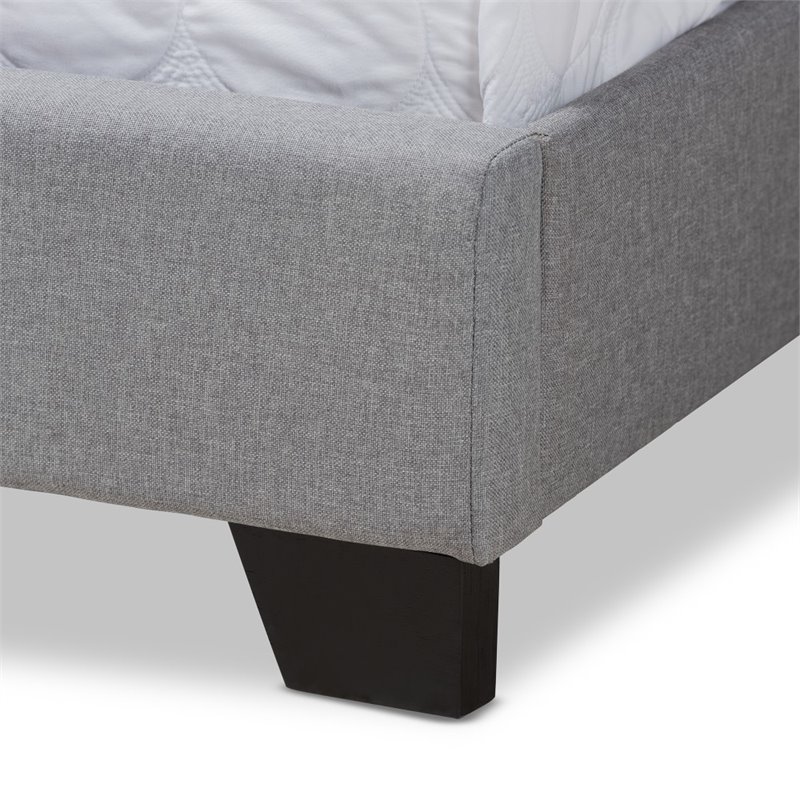 Baxton Studio Brady Fabric Tufted Queen Bed in Light Grey