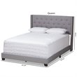Baxton Studio Brady Fabric Tufted Queen Bed in Light Grey