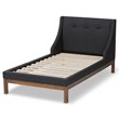 Baxton Studio Louvain Upholstered Twin Platform Bed in Dark Grey