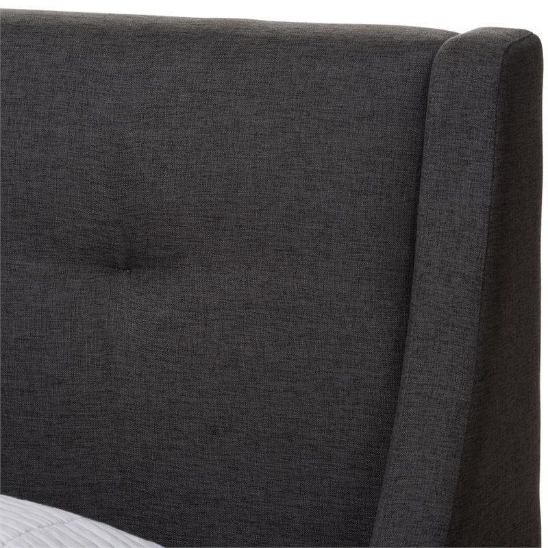 Baxton Studio Louvain Upholstered Twin Platform Bed in Dark Grey