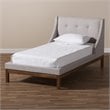 Baxton Studio Louvain Upholstered Twin Platform Bed in Greyish Beige