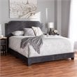 Baxton Studio Candace Velvet Nailhead Upholstered Full Bed in Gray Fabric