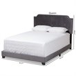 Baxton Studio Candace Velvet Nailhead Upholstered Queen Bed in Grey