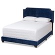 Baxton Studio Candace Velvet Nailhead Upholstered King Bed in Navy