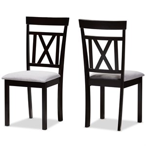 Baxton Studio Rosie Dining Side Chair in Grey and Brown (Set of 2)