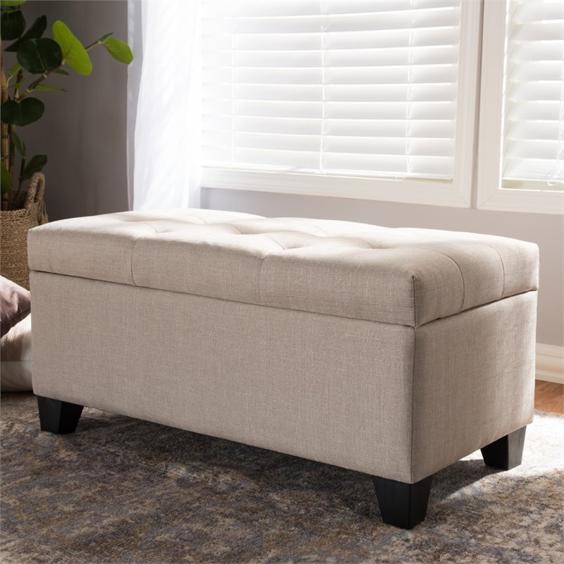 Baxton Studio Michaela Upholstered Storage Ottoman Bench in Beige