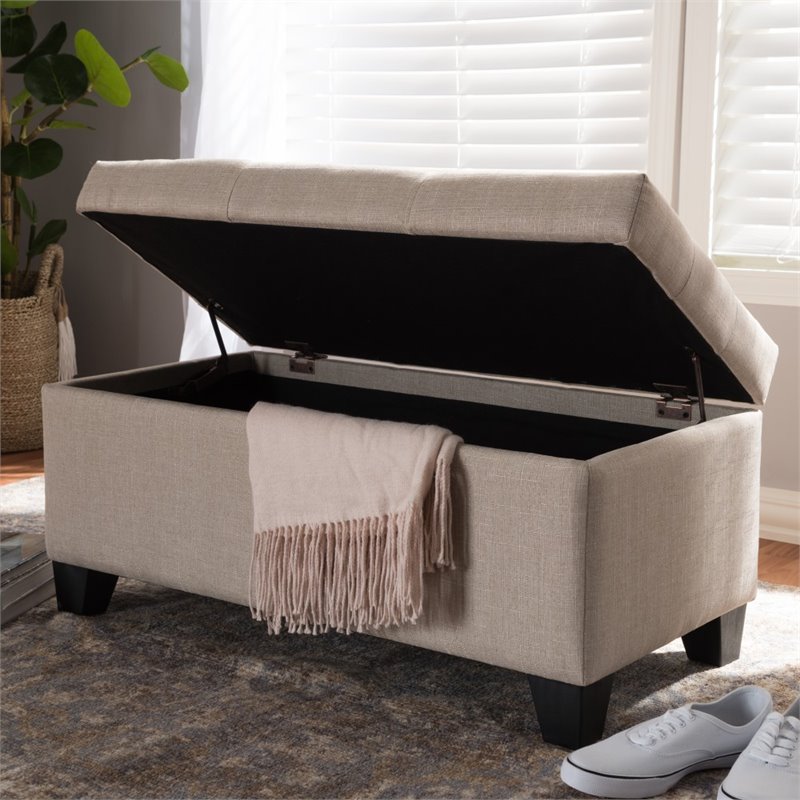 Baxton Studio Michaela Upholstered Storage Ottoman Bench in Beige