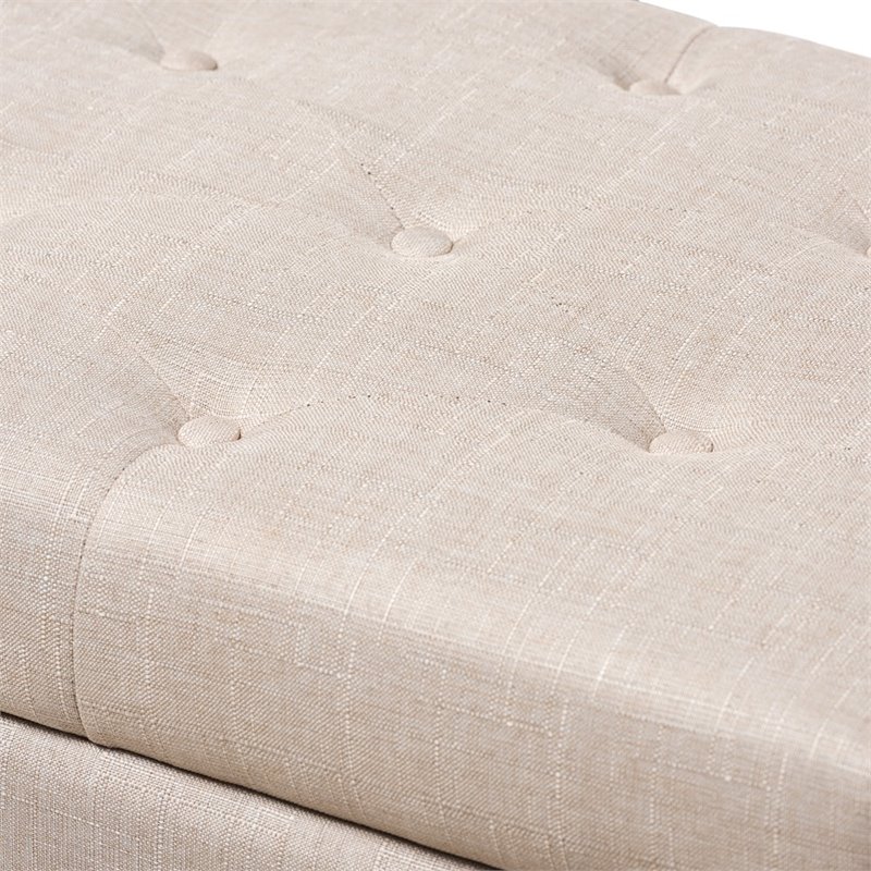 Baxton Studio Michaela Upholstered Storage Ottoman Bench in Beige