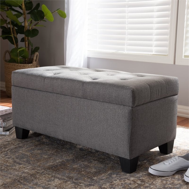 Baxton Studio Michaela Upholstered Storage Ottoman Bench in Grey