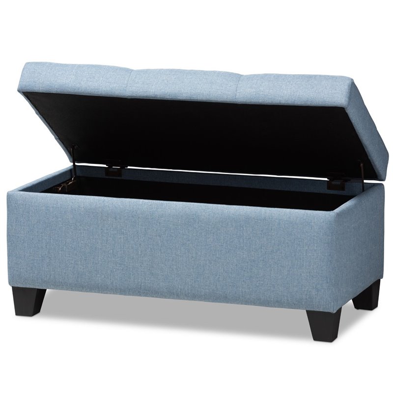 Baxton Studio Michaela Upholstered Storage Ottoman Bench in Light Blue