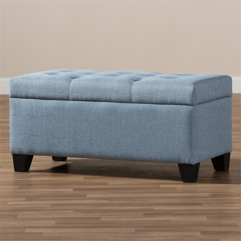 Baxton Studio Michaela Upholstered Storage Ottoman Bench in Light Blue